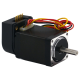 dual shaft NEMA 11 frame size stepper motor with encoder side angle view