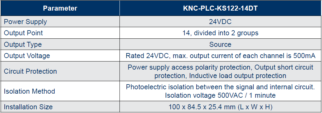 KNC-PLC-KS121-14DT Expansion Module Specifications