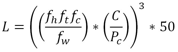 Nominal Life (L) for a Linear Motion System with Ball Bearings